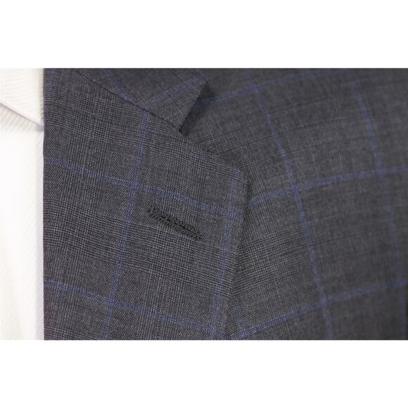Hickey Freeman Gray Windowpane Plaid Super 130's Wool Loro Piana Suit 42R - Picture 5 of 11